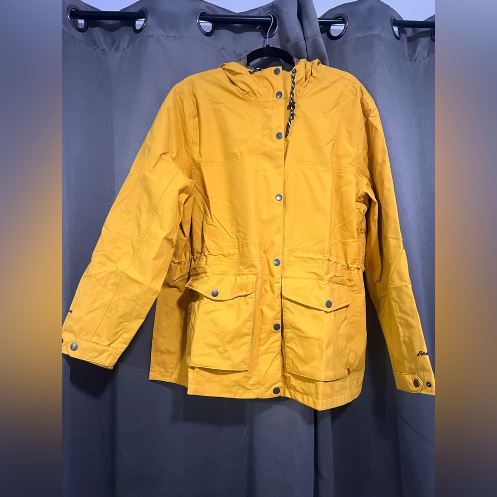 Eddie Bauer Mustard Yellow Hooded Utility Jacket